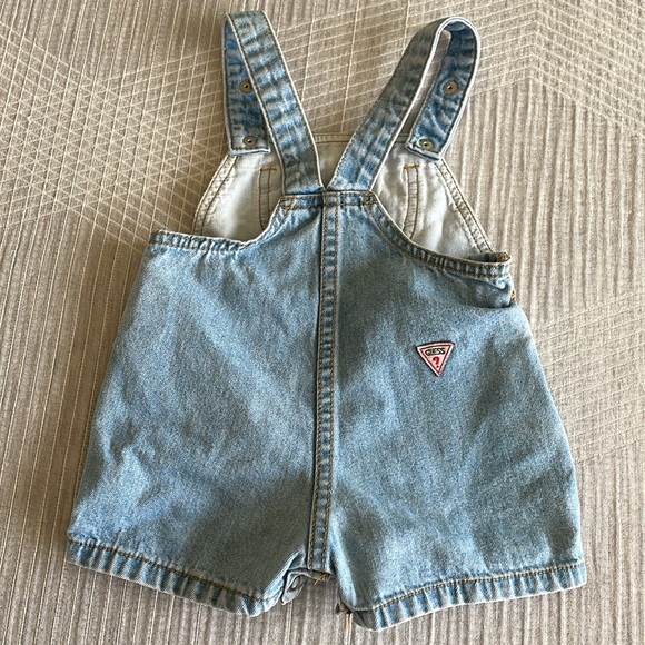 Vintage Guess Baby Overalls 6 Months Denim Shortalls 90s Y2K Infant Made In USA - Picture 5 of 8